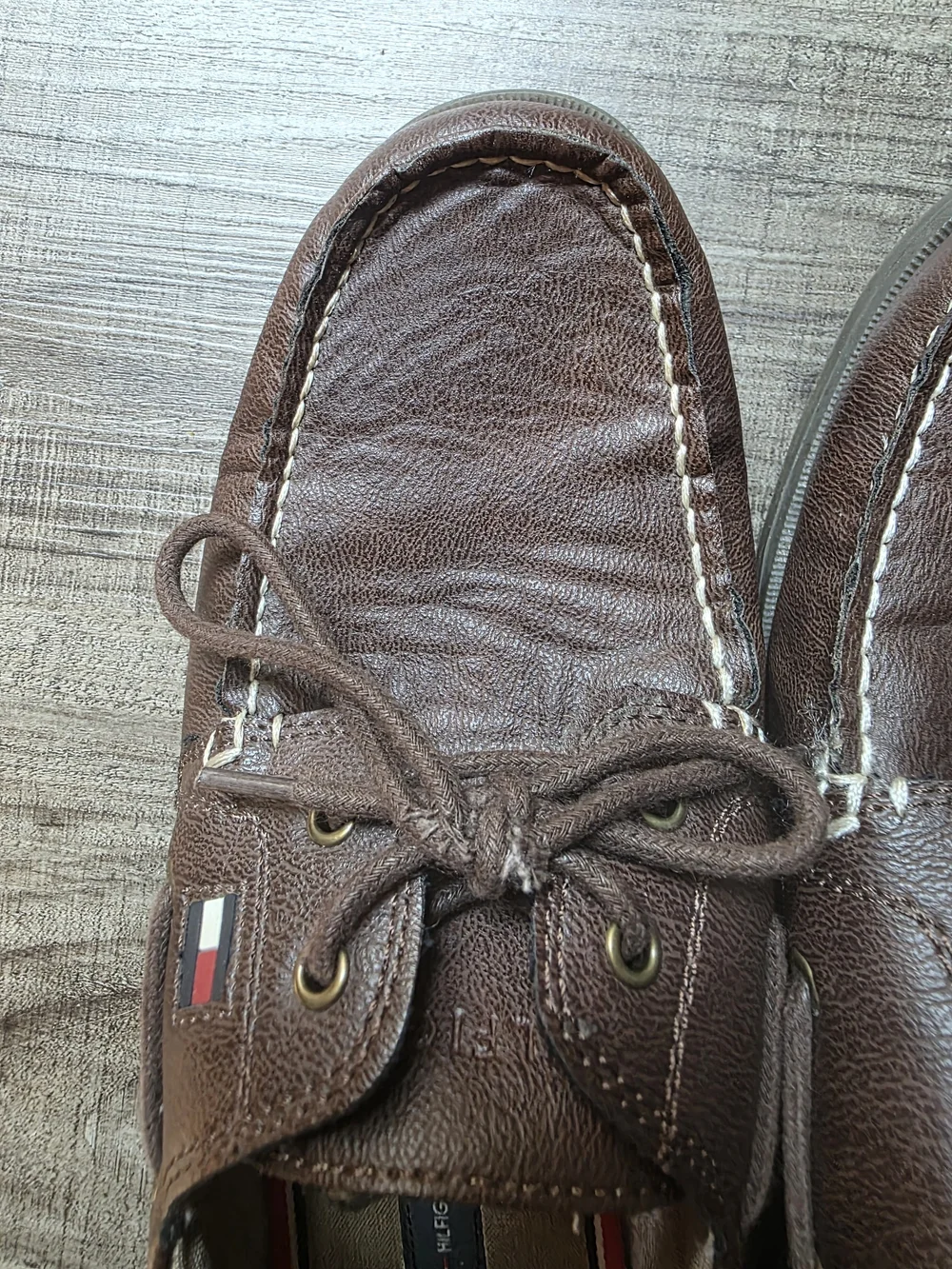 Tommy Hilfiger Men's Brown Leather Moc Toe Boat Shoes